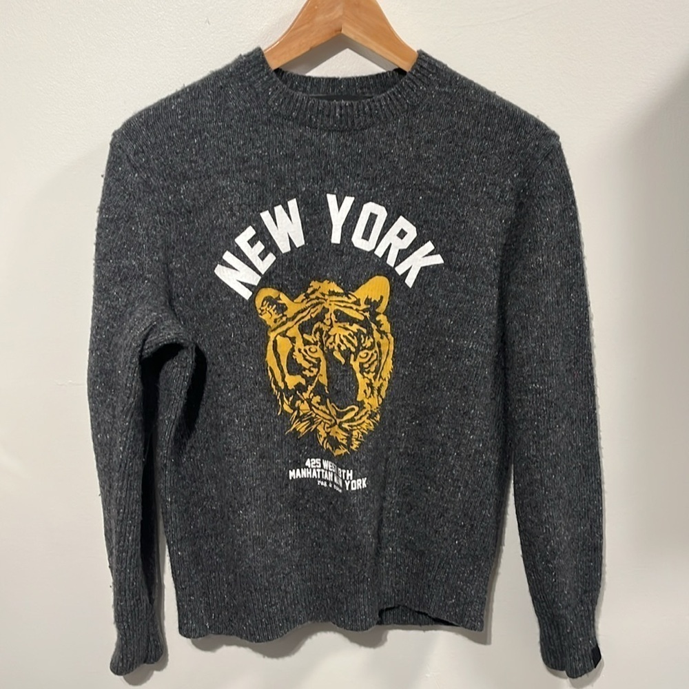Rag & Bone Donegal Varsity Wool Crew in grey - Picture 6 of 12